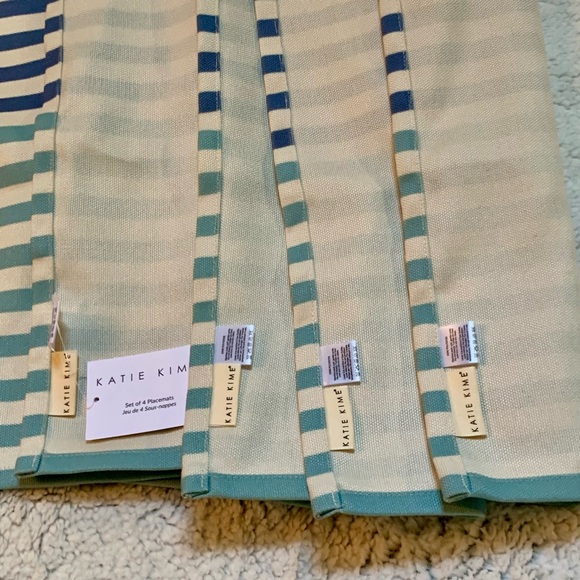 Katie Kime Striped Placemats (Set of 4) Aqua Blue NEW!! - Picture 5 of 9